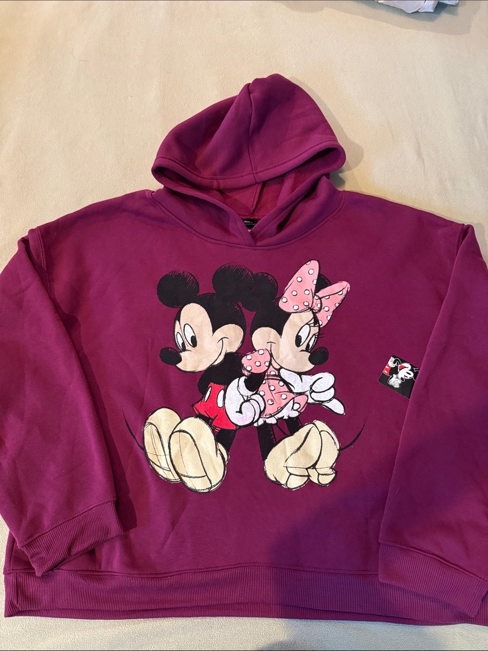 Disney Women’s Minnie & Mickey Pullover Hoodie - Deep Magenta
